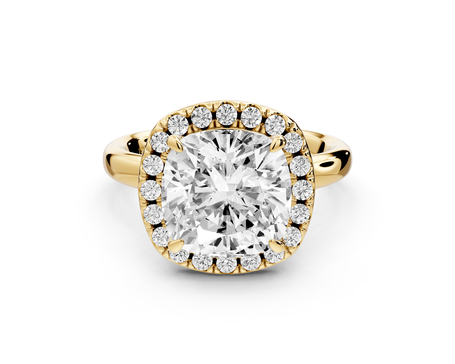 Eliana - 4ct 18k yellow gold cushion diamond with halo engagement ring - Mr. Alex Jewelry