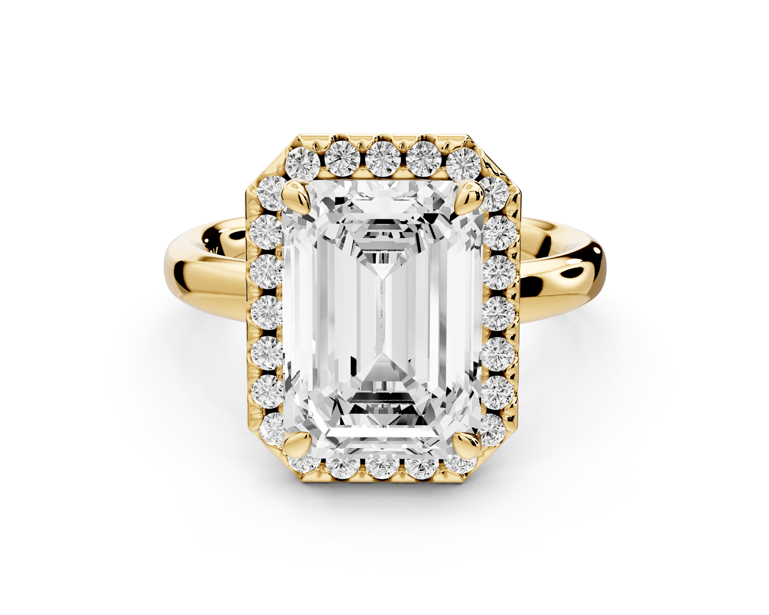 Eliana - 4ct 18k yellow gold emerald diamond with halo engagmennt ring - Mr. Alex Jewelry