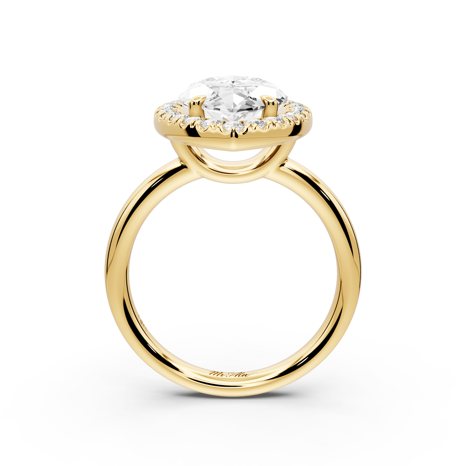 Eliana - 4ct 18k yellow gold marquise diamond with halo engagement ring - Mr. Alex Jewelry