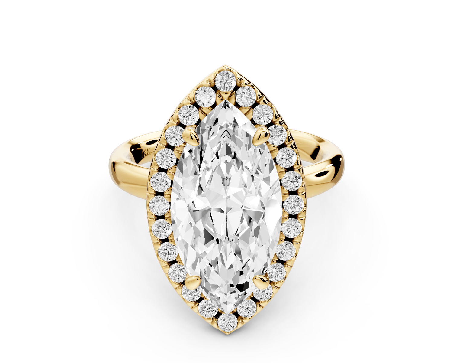 Eliana - 4ct 18k yellow gold marquise diamond with halo engagement ring - Mr. Alex Jewelry