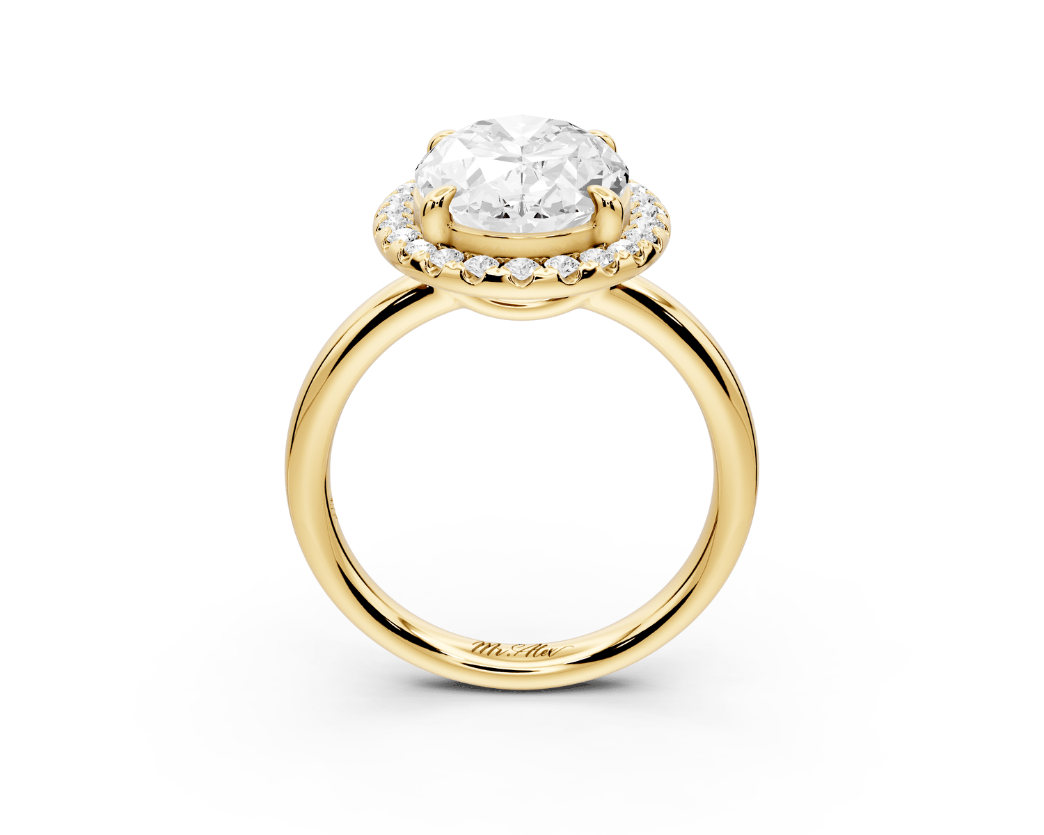 Eliana - 4ct 18k yellow gold oval diamond with halo engagmennt ring - Mr. Alex Jewelry