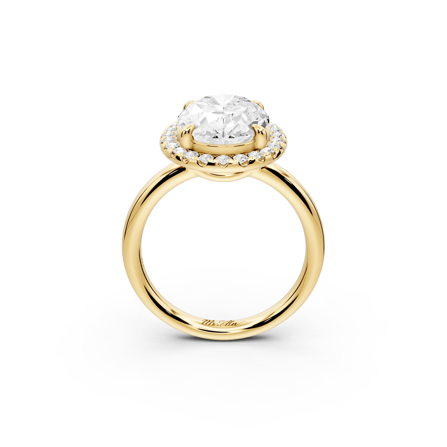 Eliana - 4ct 18k yellow gold oval diamond with halo engagmennt ring - Mr. Alex Jewelry