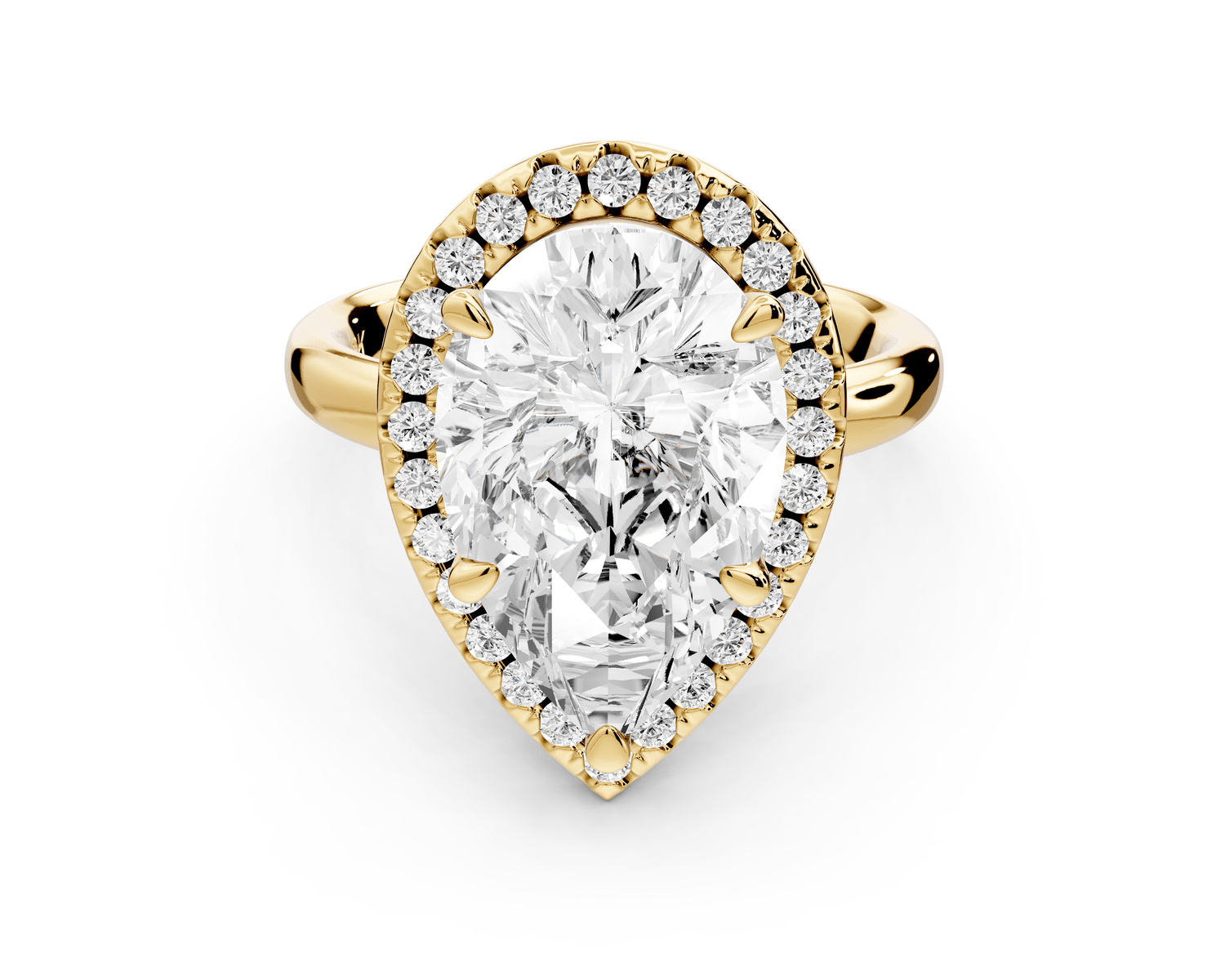 Eliana - 4ct 18k yellow gold pear diamond with halo engagmennt ring - Mr. Alex Jewelry