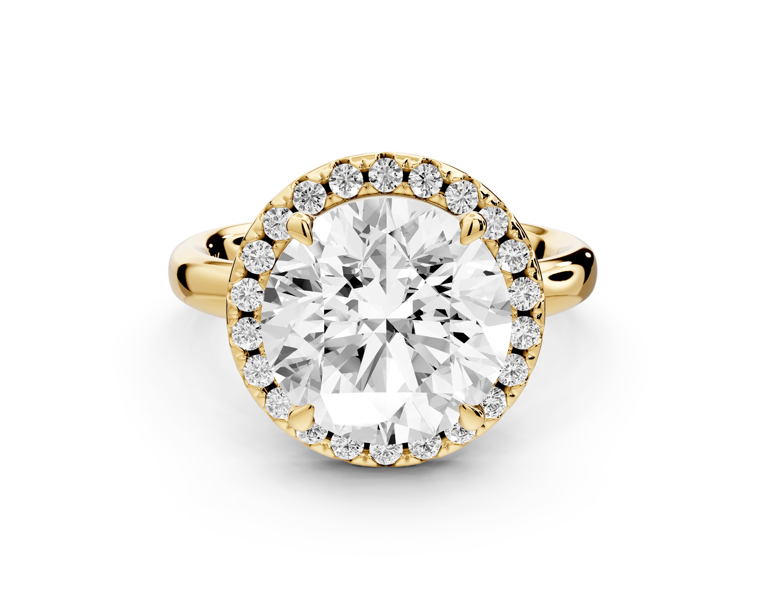 Eliana - 4ct 18k yellow gold round diamond with halo engagmennt ring - Mr. Alex Jewelry