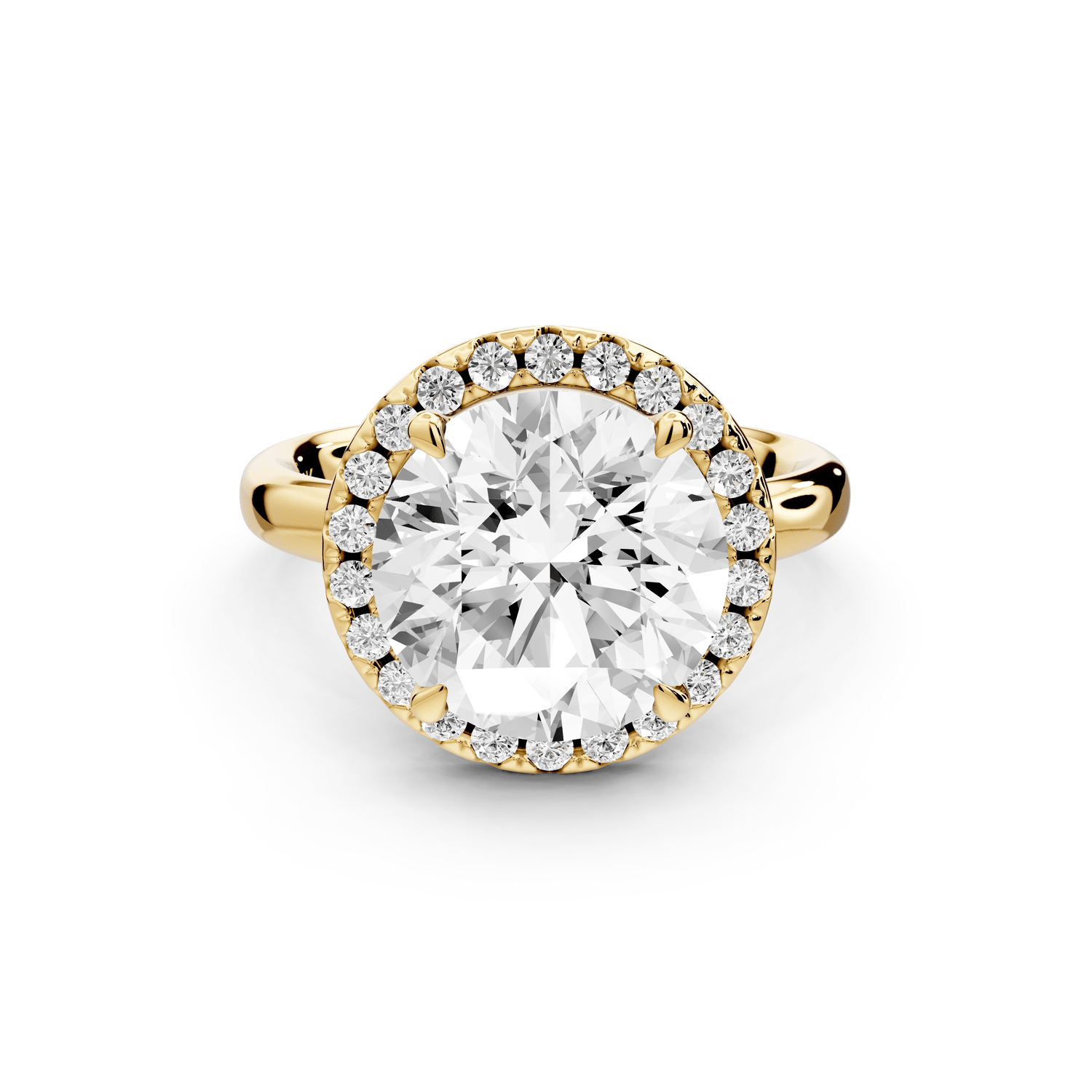 Eliana - 4ct 18k yellow gold round diamond with halo engagmennt ring - Mr. Alex Jewelry