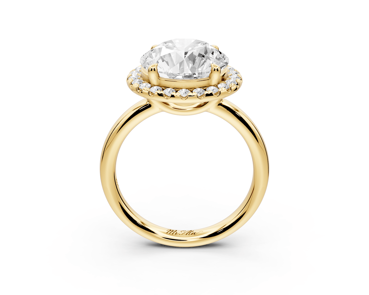 Eliana - 4ct 18k yellow gold round diamond with halo engagmennt ring - Mr. Alex Jewelry