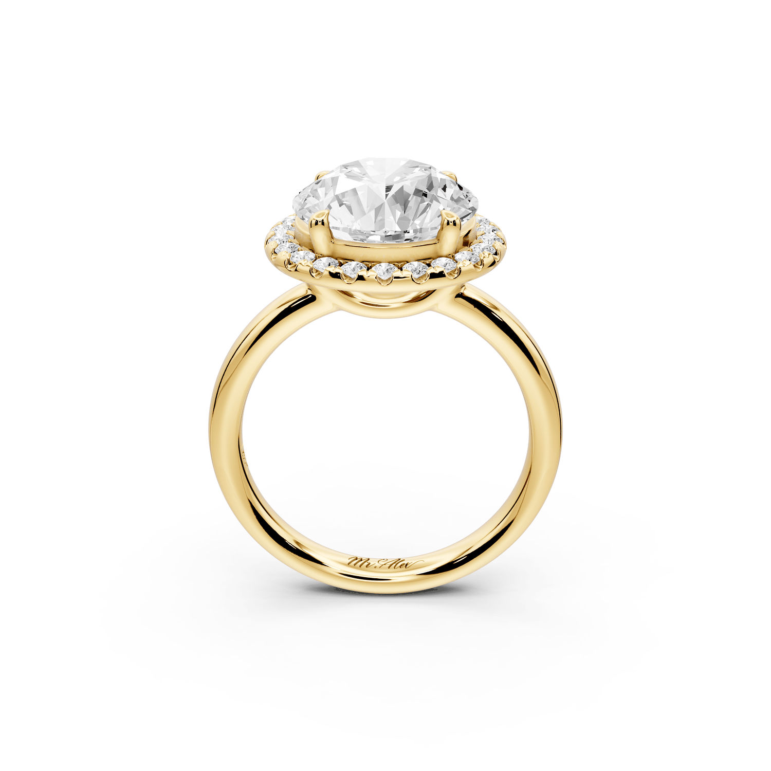 Eliana - 4ct 18k yellow gold round diamond with halo engagmennt ring - Mr. Alex Jewelry
