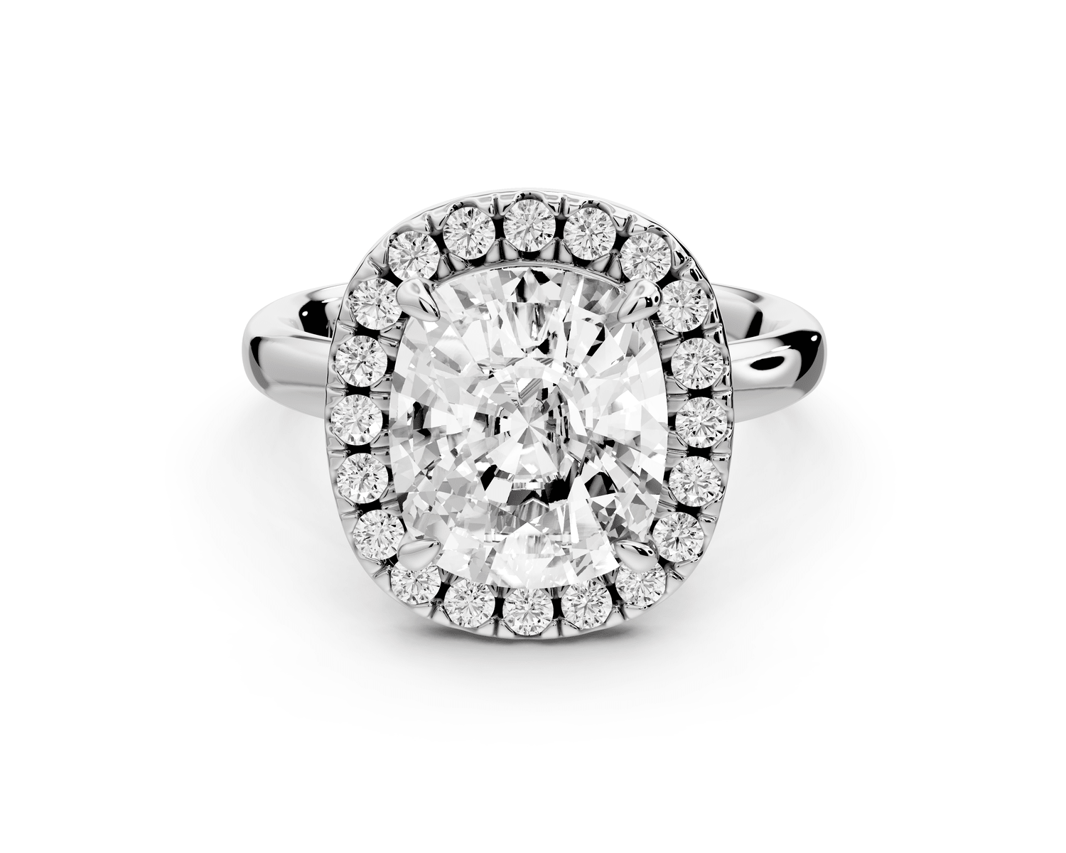 Eliana - 4ct platinum ecushion diamond with halo engagement ring - Mr. Alex Jewelry
