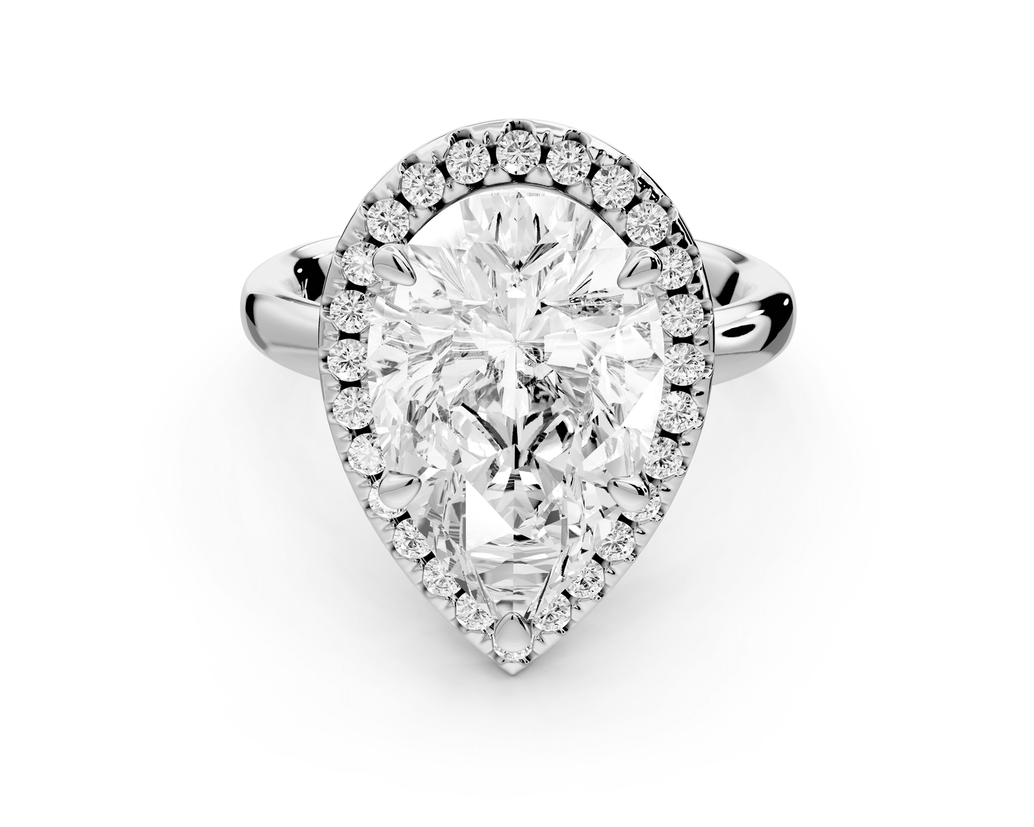 Eliana - 4ct platinum pear diamond with halo engagmennt ring - Mr. Alex Jewelry