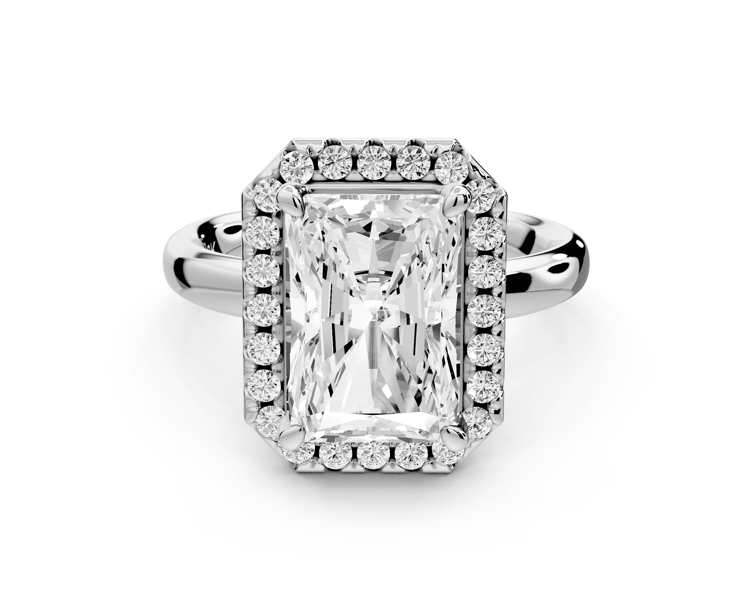 Eliana - 4ct platinum radiant diamond with halo engagement ring - Mr. Alex Jewelry