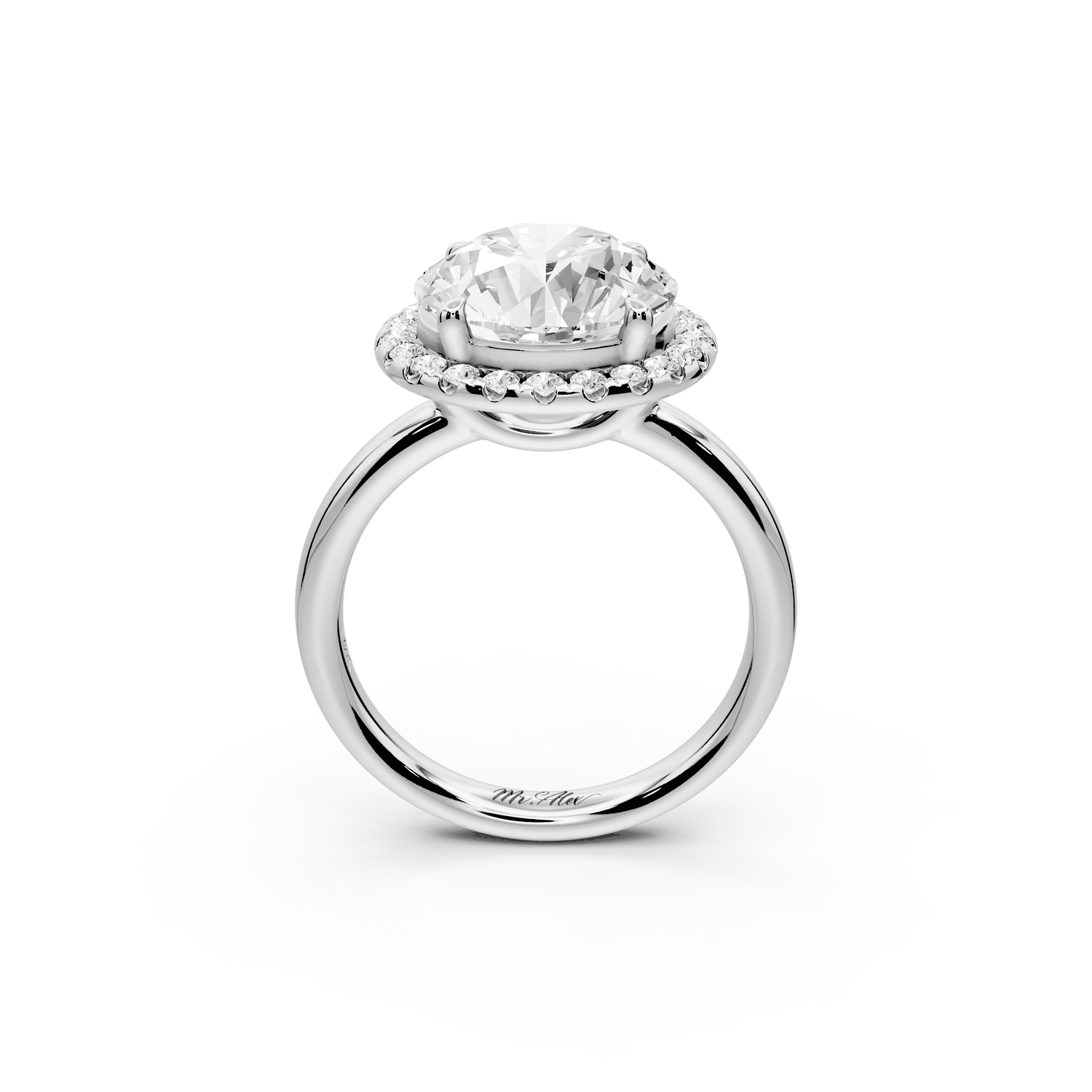 Eliana - 4ct platinum round diamond with halo engagmennt ring - Mr. Alex Jewelry
