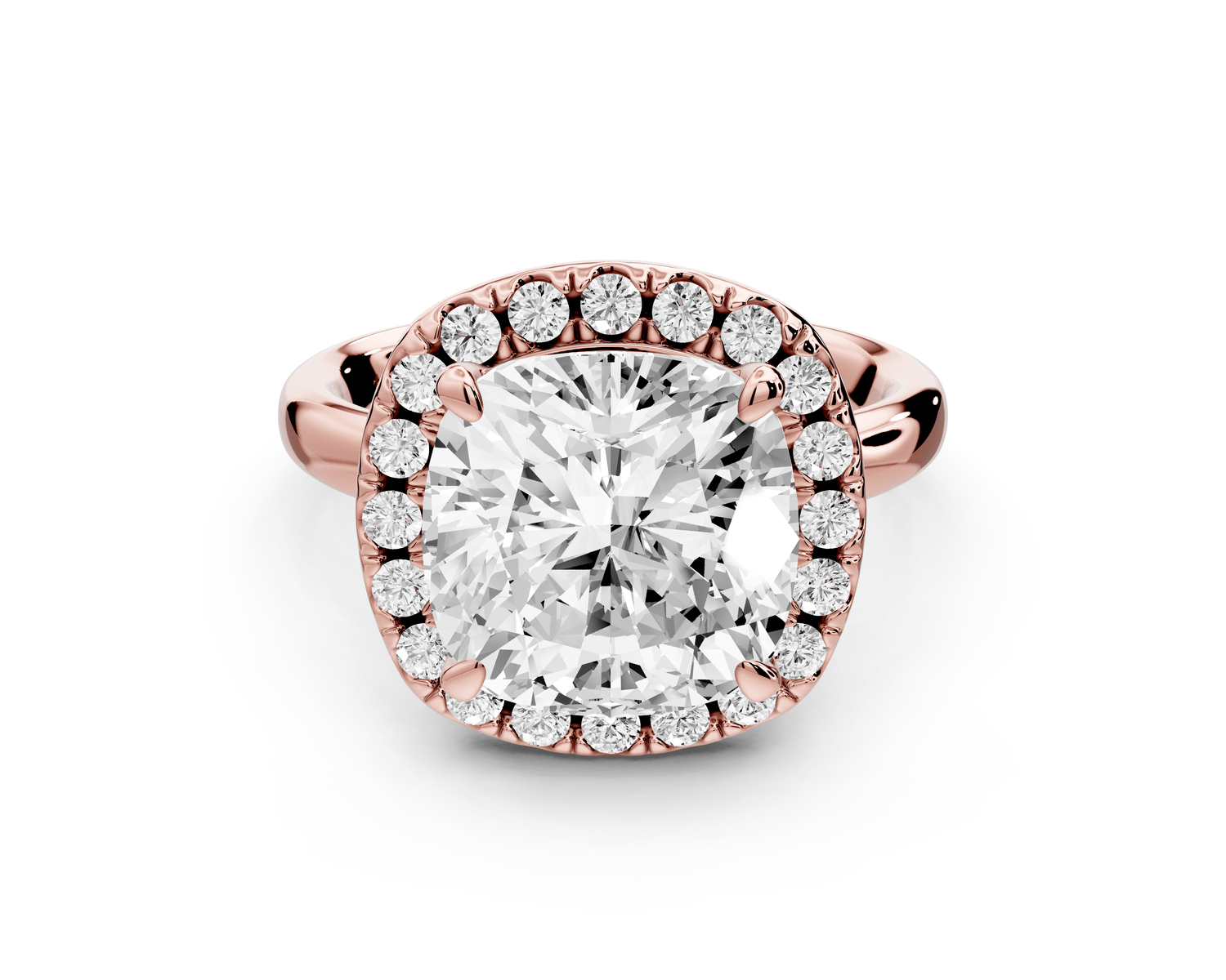 Eliana - 5ct 14k rose gold cushion diamond with halo engagement ring - Mr. Alex Jewelry