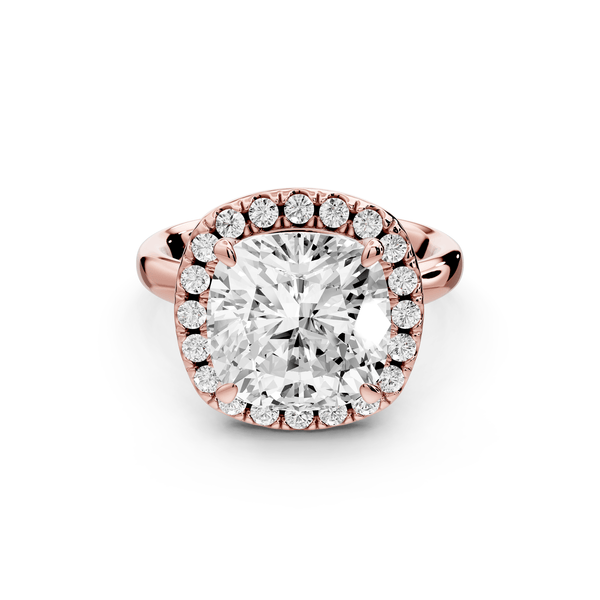 Eliana - 5ct 14k rose gold cushion diamond with halo engagement ring - Mr. Alex Jewelry