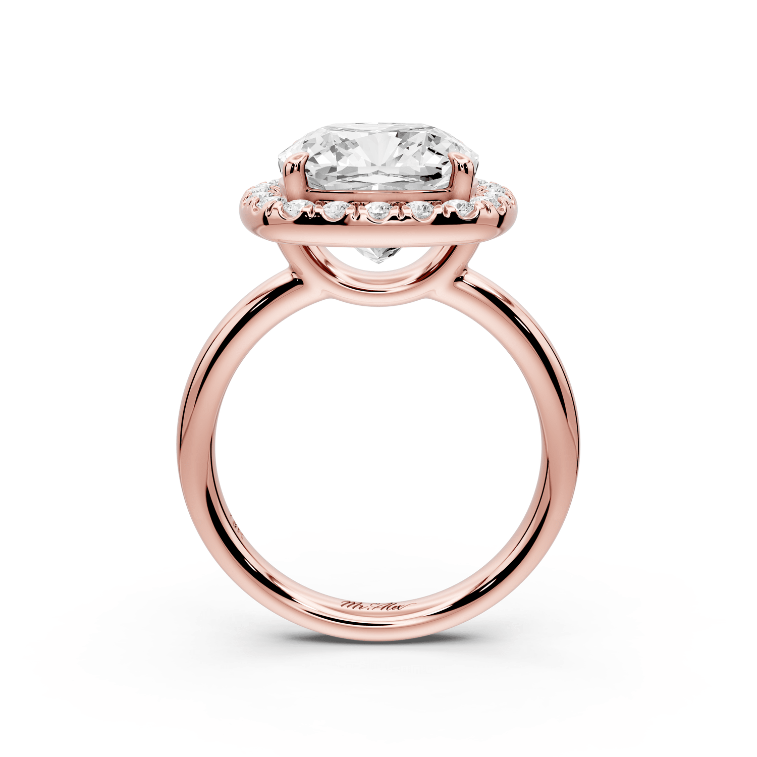 Eliana - 5ct 14k rose gold cushion diamond with halo engagement ring - Mr. Alex Jewelry