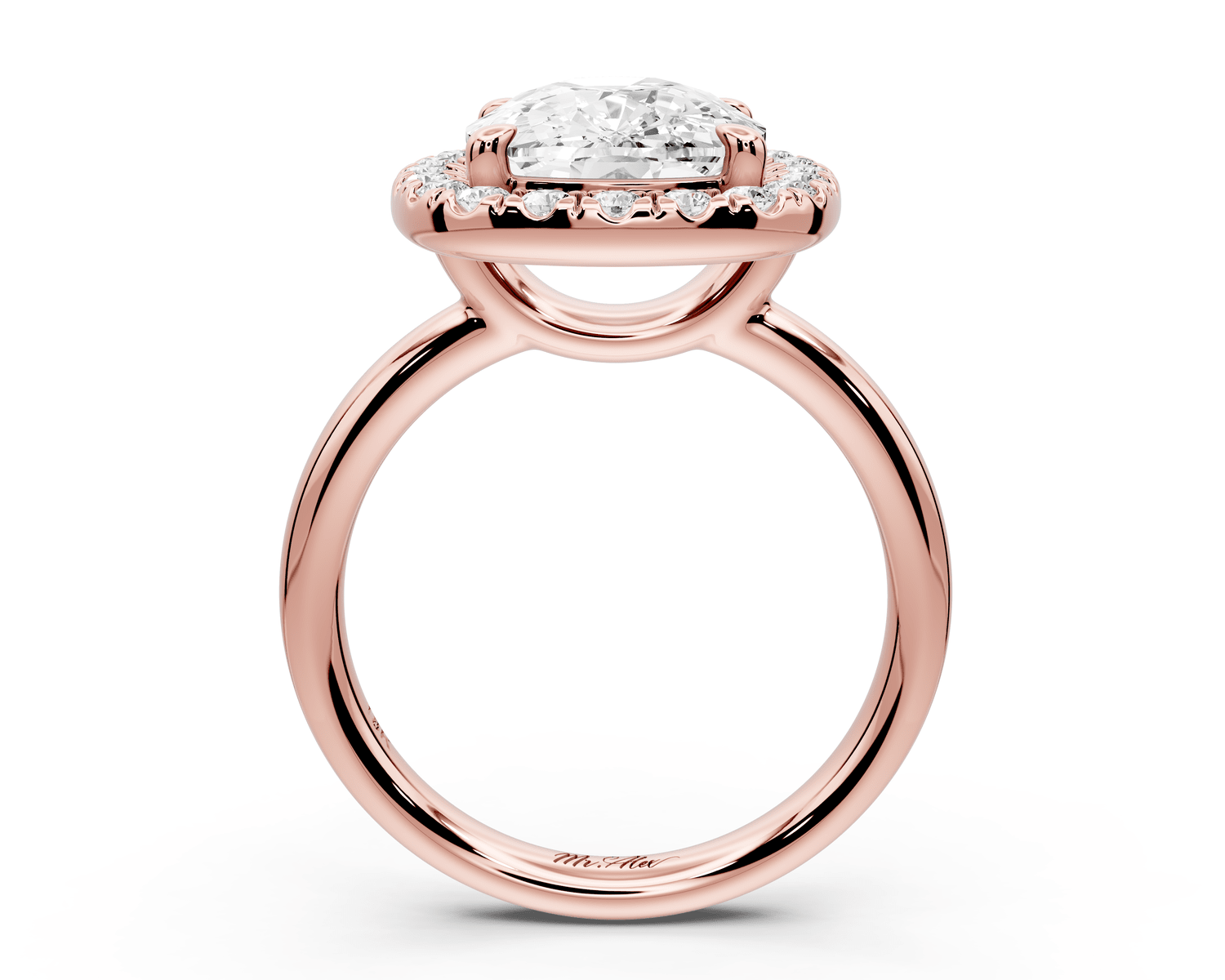 Eliana - 5ct 14k rose gold ecushion diamond with halo engagement ring - Mr. Alex Jewelry