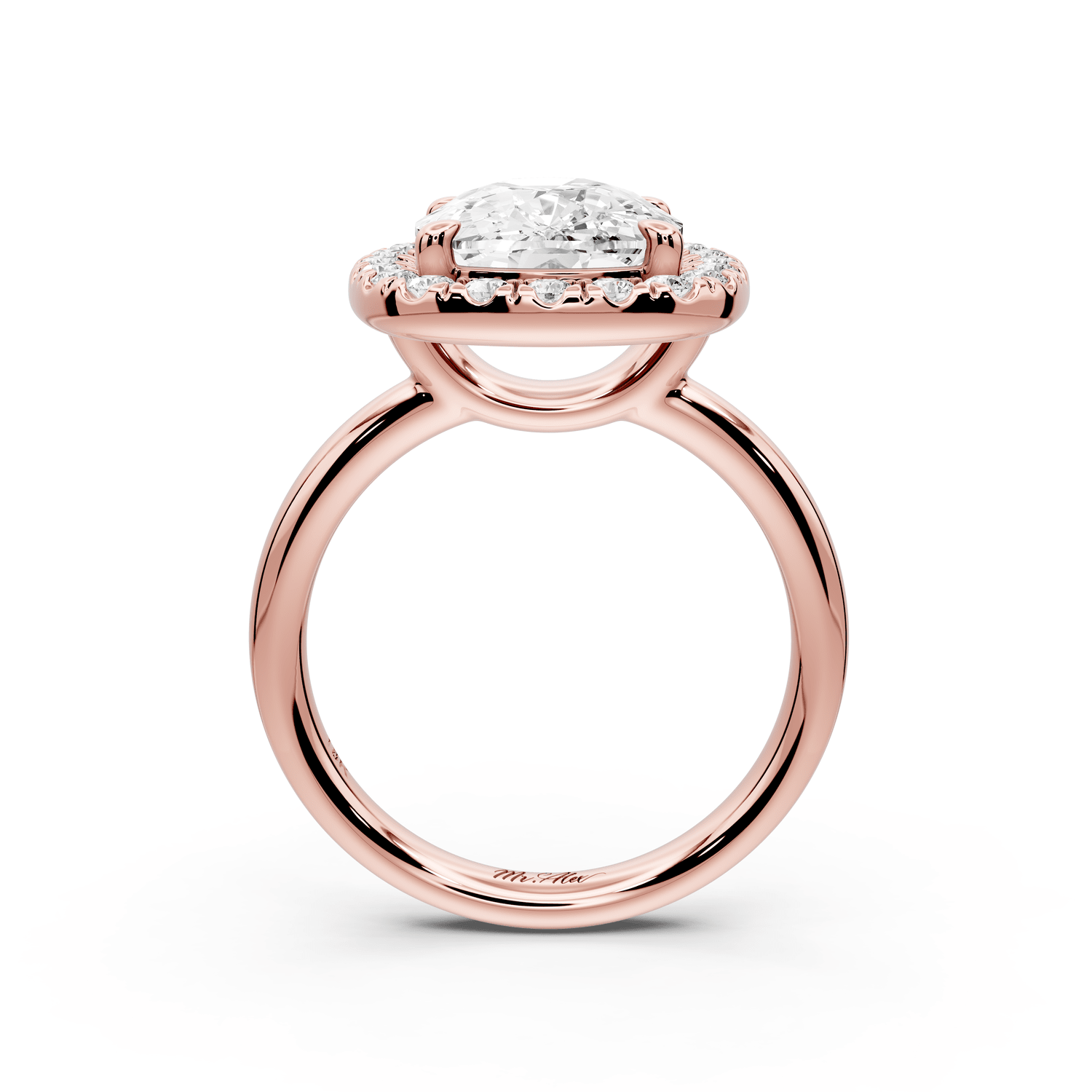 Eliana - 5ct 14k rose gold ecushion diamond with halo engagement ring - Mr. Alex Jewelry