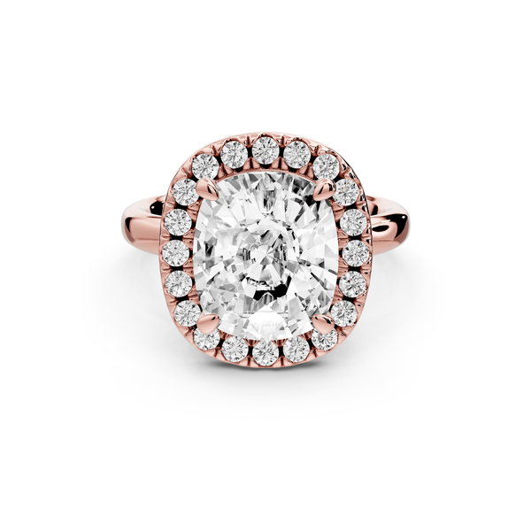 Eliana - 5ct 14k rose gold ecushion diamond with halo engagement ring - Mr. Alex Jewelry