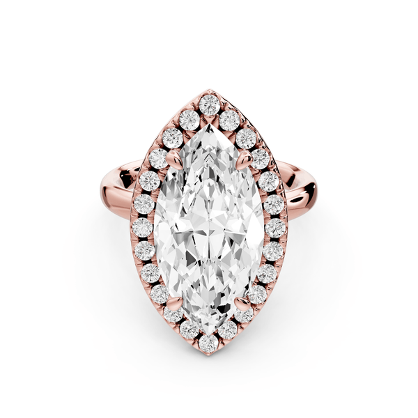 Eliana - 5ct 14k rose gold marquise diamond with halo engagement ring - Mr. Alex Jewelry
