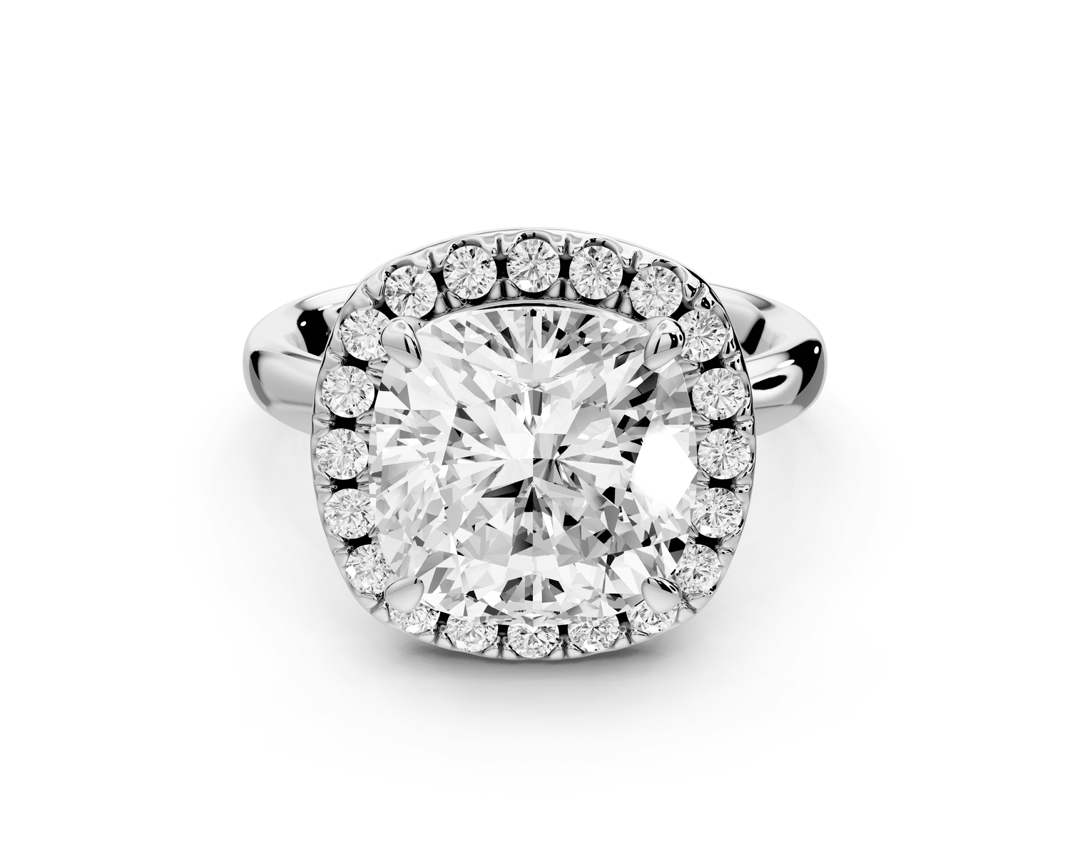 Eliana - 5ct 14k white gold cushion diamond with halo engagement ring - Mr. Alex Jewelry