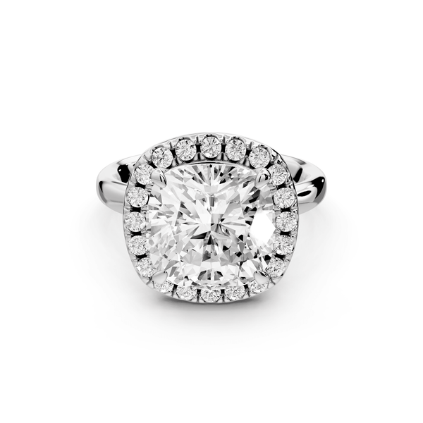 Eliana - 5ct 14k white gold cushion diamond with halo engagement ring - Mr. Alex Jewelry