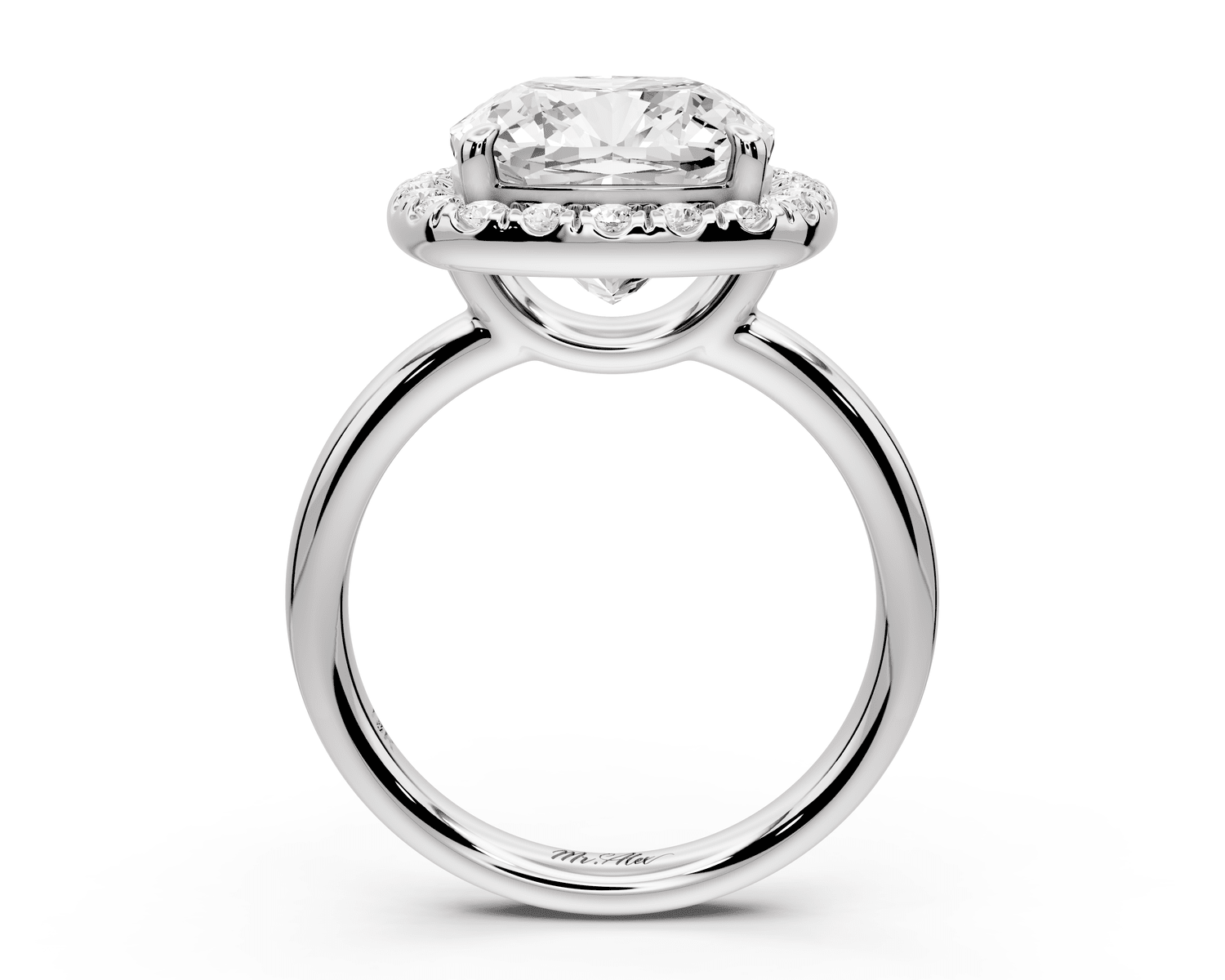 Eliana - 5ct 14k white gold cushion diamond with halo engagement ring - Mr. Alex Jewelry