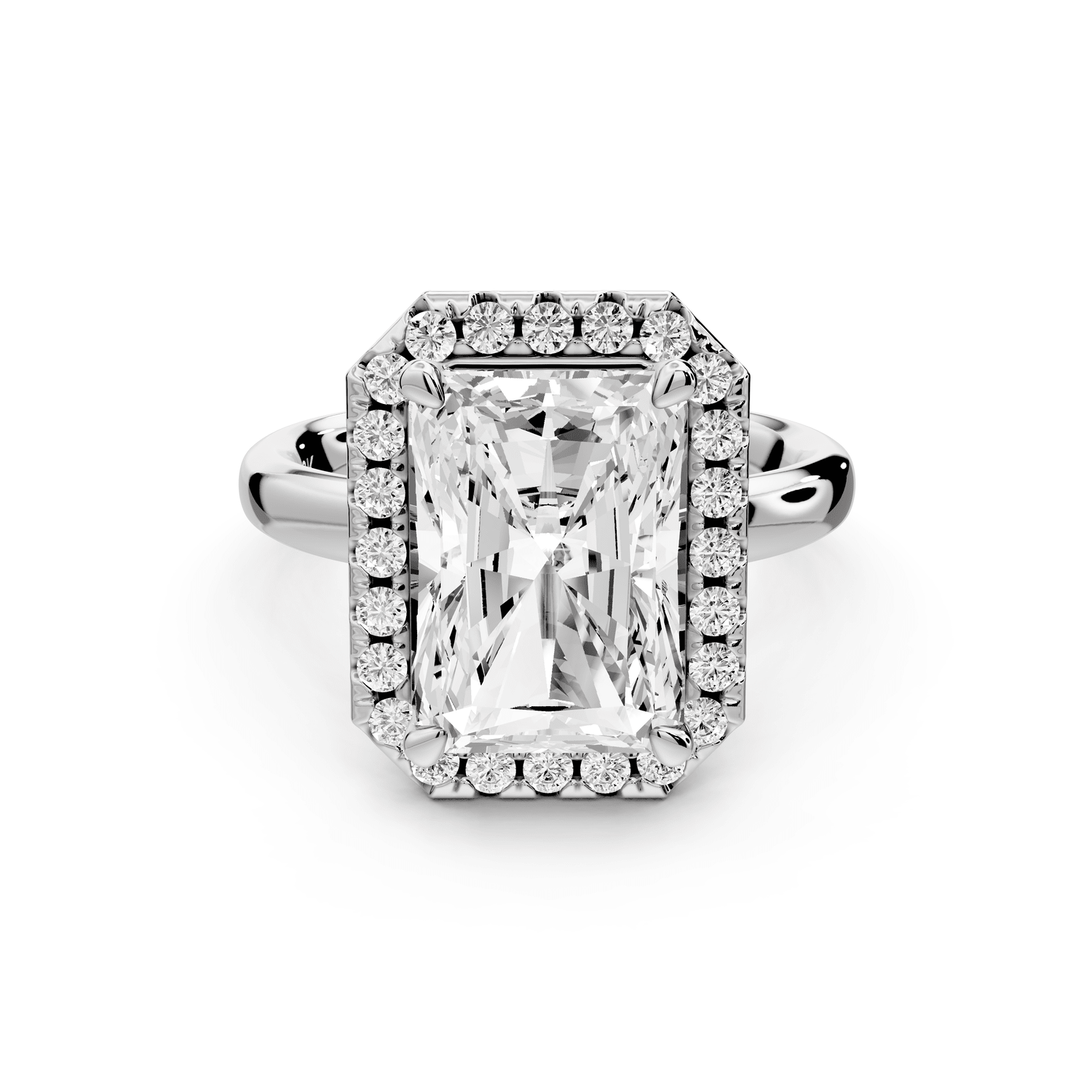 Eliana - 5ct 14k white gold radiant diamond with halo engagement ring - Mr. Alex Jewelry