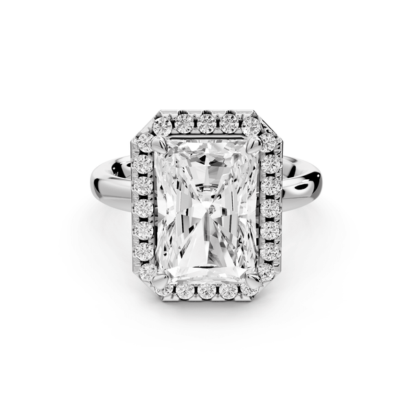 Eliana - 5ct 14k white gold radiant diamond with halo engagement ring - Mr. Alex Jewelry