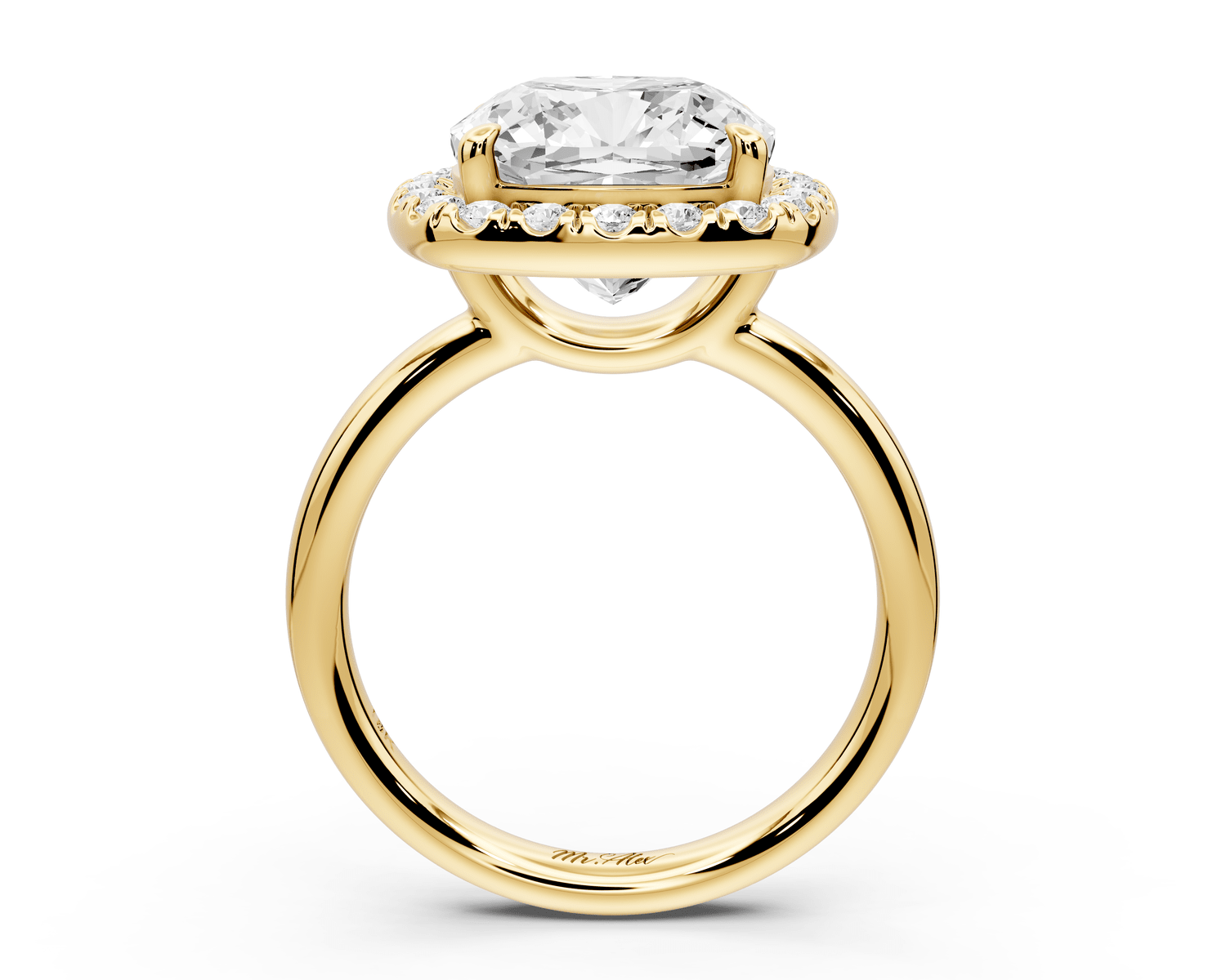Eliana - 5ct 14k yellow gold cushion diamond with halo engagement ring - Mr. Alex Jewelry