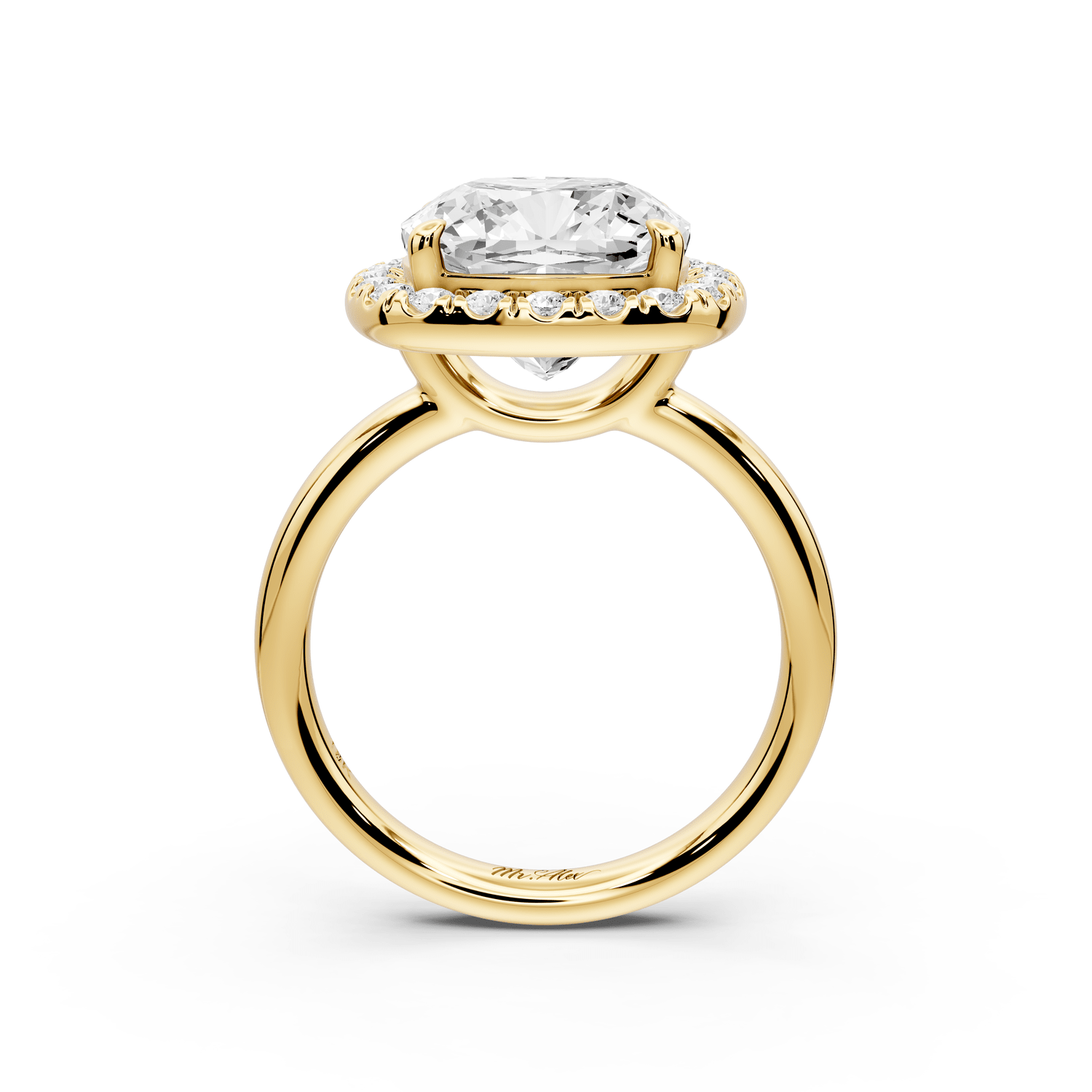 Eliana - 5ct 14k yellow gold cushion diamond with halo engagement ring - Mr. Alex Jewelry