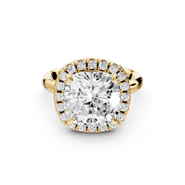 Eliana - 5ct 14k yellow gold cushion diamond with halo engagement ring - Mr. Alex Jewelry