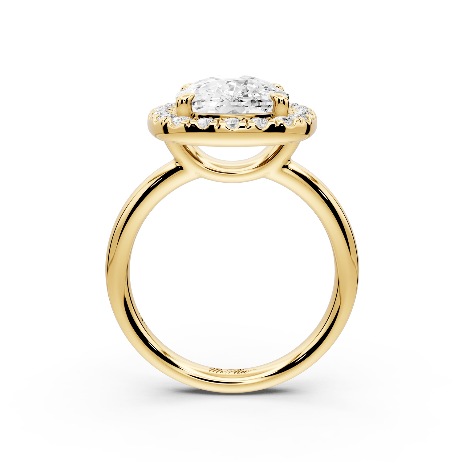 Eliana - 5ct 14k yellow gold ecushion diamond with halo engagement ring - Mr. Alex Jewelry