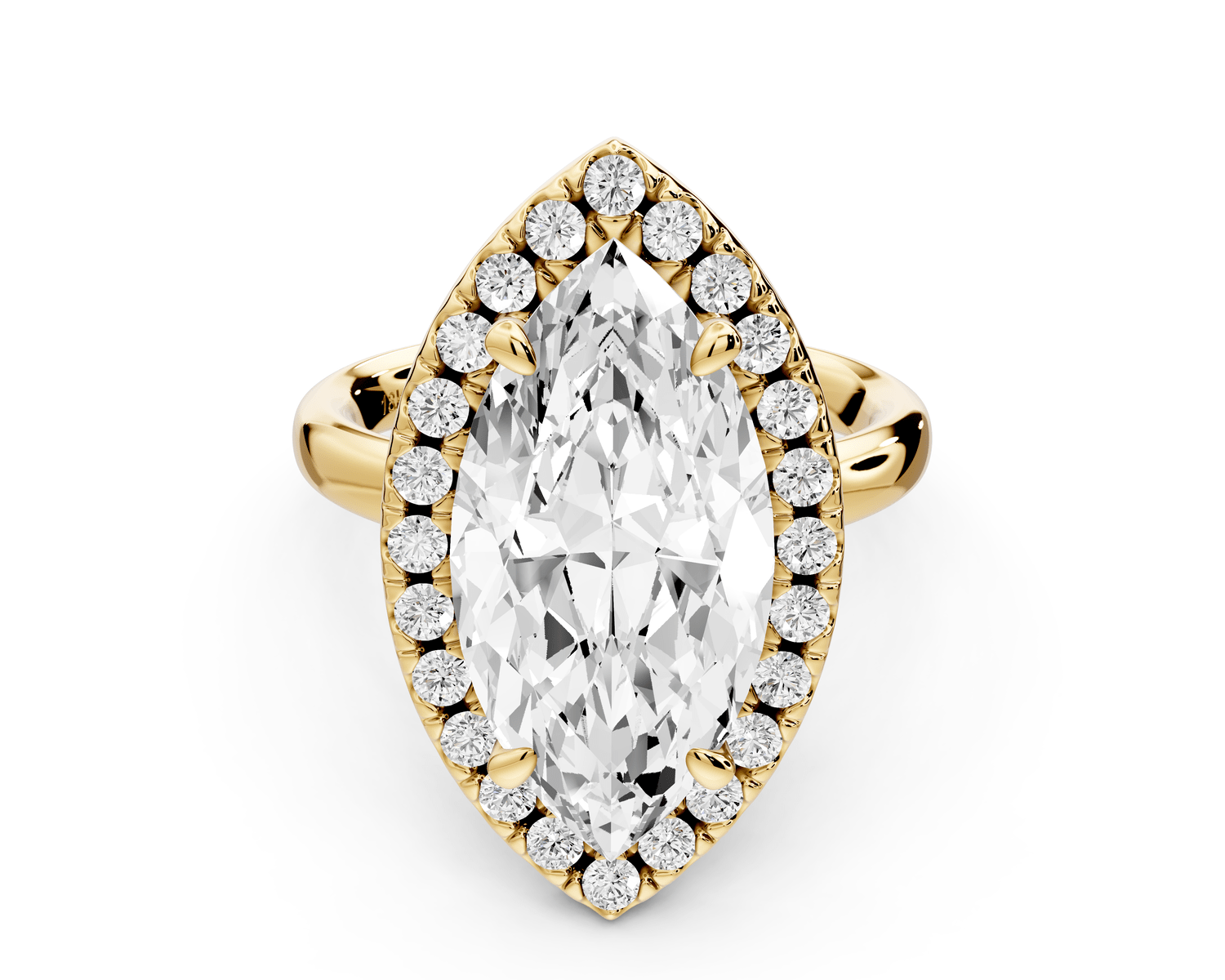 Eliana - 5ct 14k yellow gold marquise diamond with halo engagement ring - Mr. Alex Jewelry