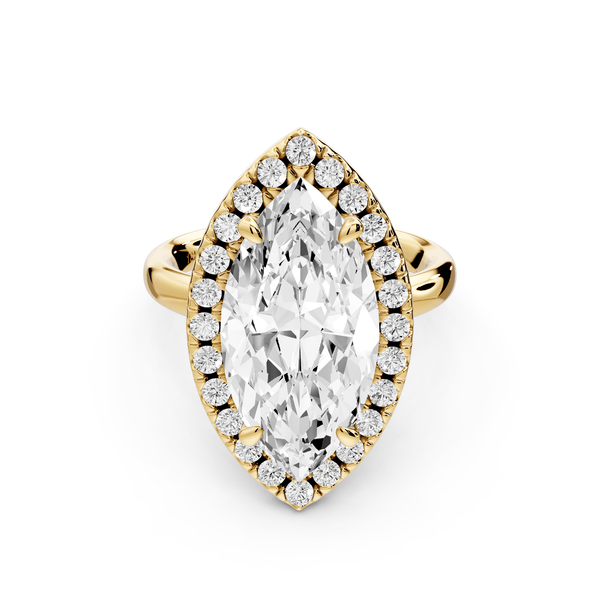 Eliana - 5ct 14k yellow gold marquise diamond with halo engagement ring - Mr. Alex Jewelry