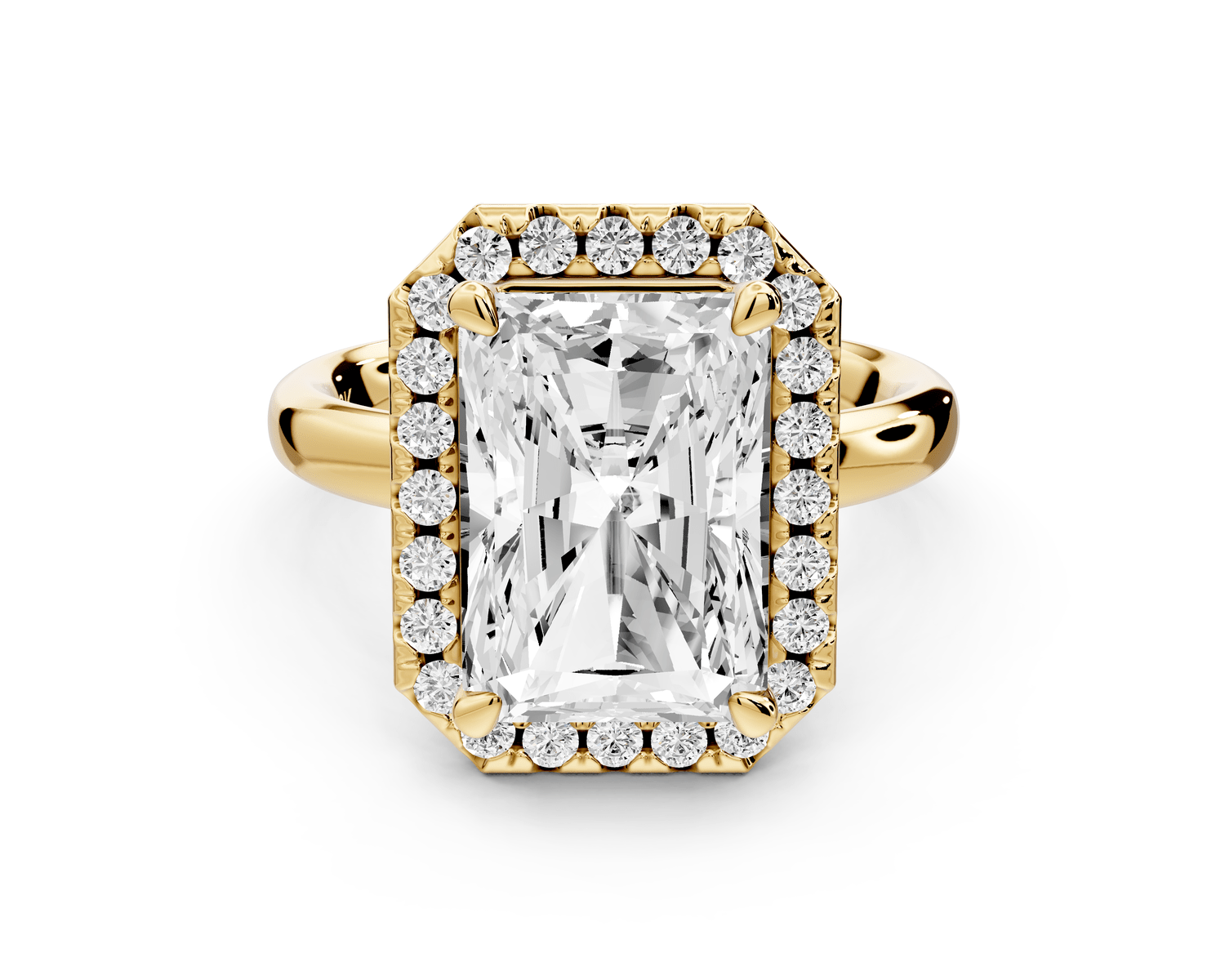 Eliana - 5ct 14k yellow gold radiant diamond with halo engagement ring - Mr. Alex Jewelry