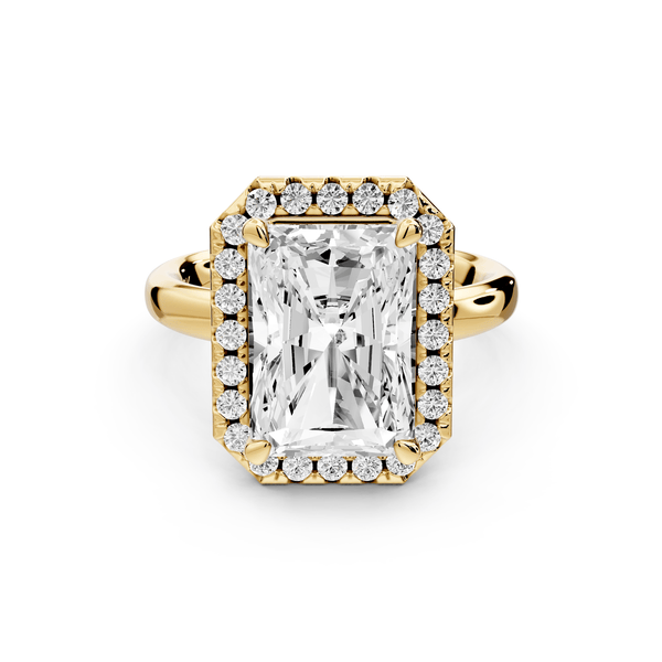 Eliana - 5ct 14k yellow gold radiant diamond with halo engagement ring - Mr. Alex Jewelry