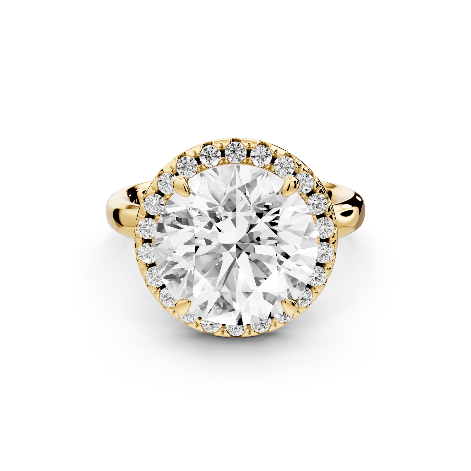 Eliana - 5ct 14k yellow gold round diamond with halo engagmennt ring - Mr. Alex Jewelry