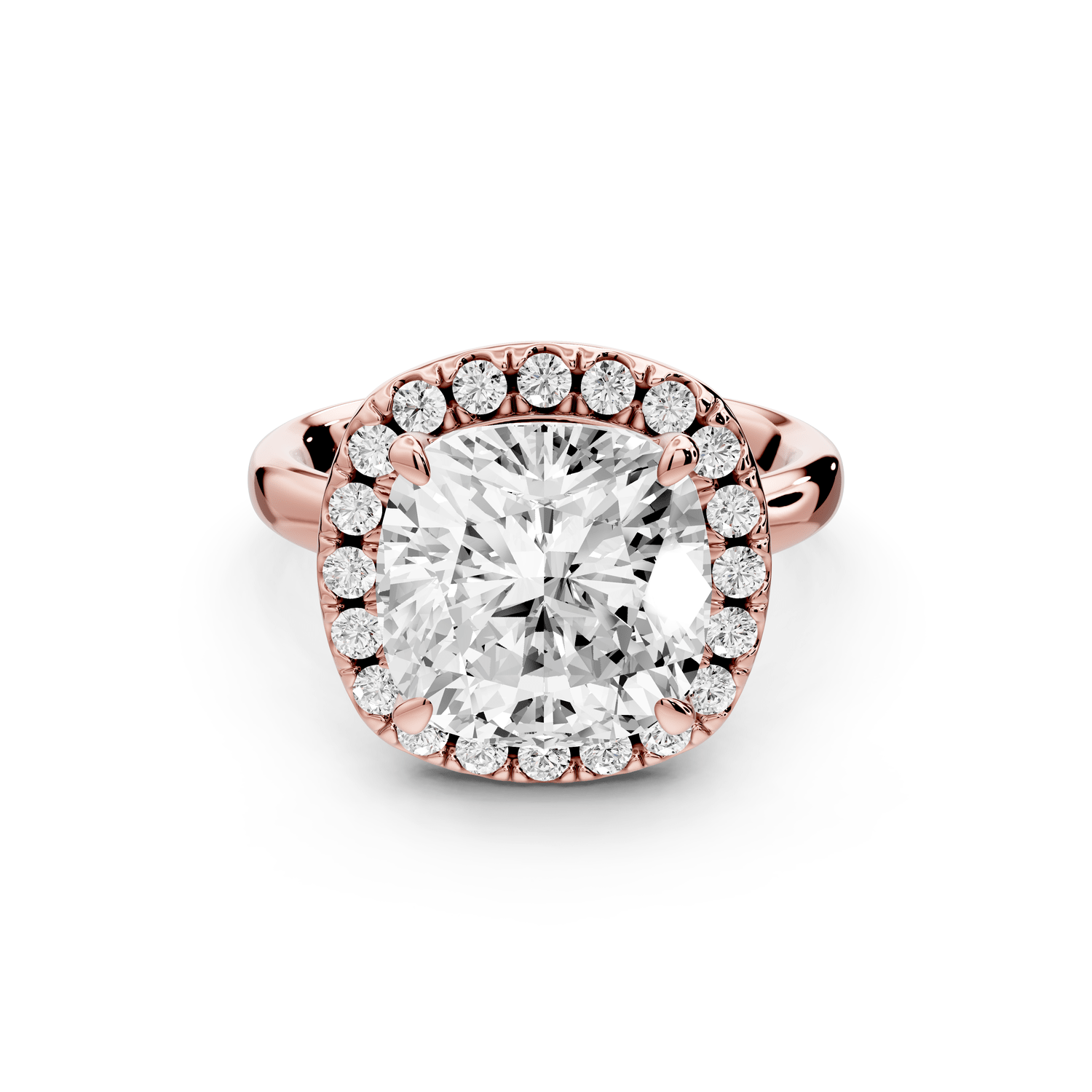 Eliana - 5ct 18k rose gold cushion diamond with halo engagement ring - Mr. Alex Jewelry