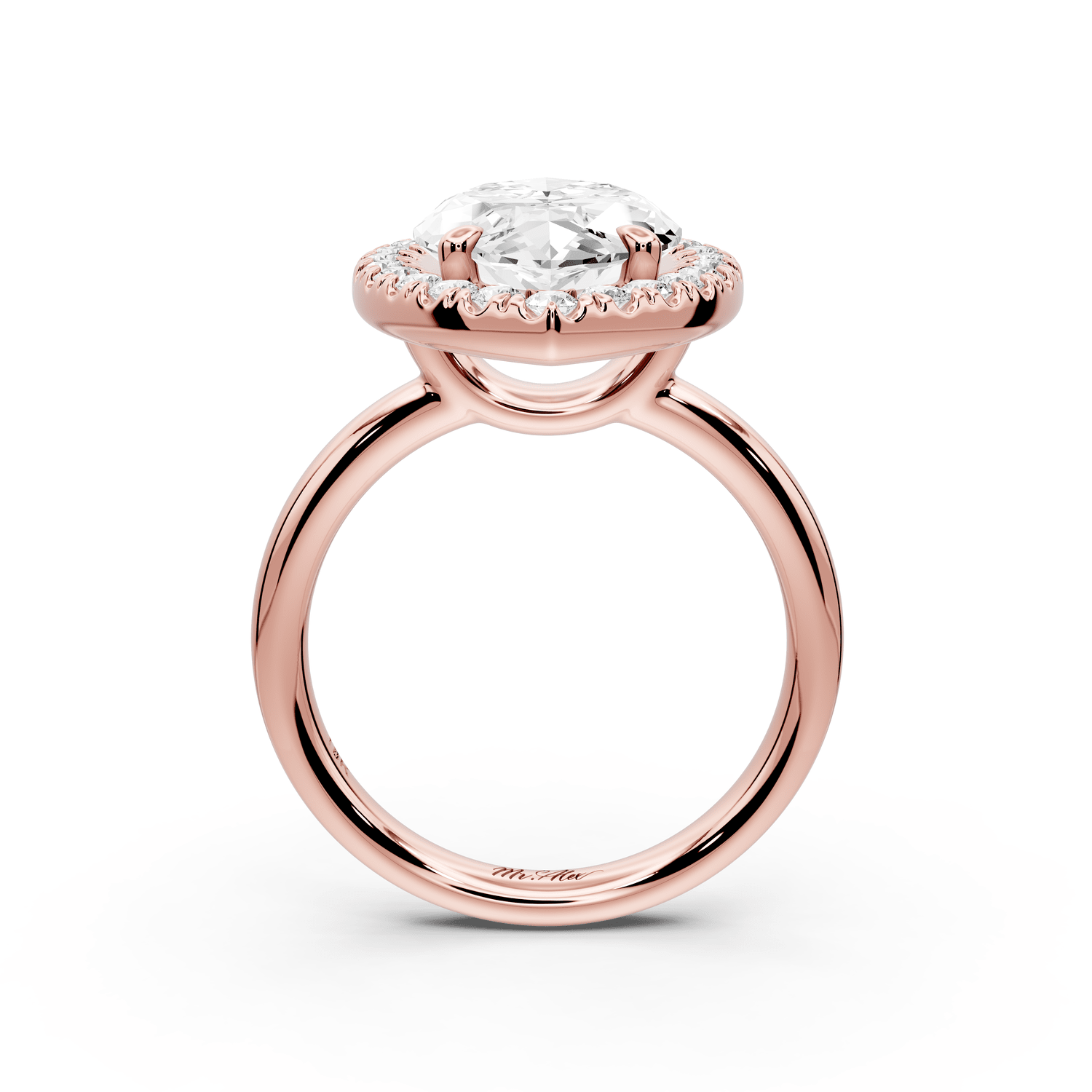 Eliana - 5ct 18k rose gold marquise diamond with halo engagement ring - Mr. Alex Jewelry
