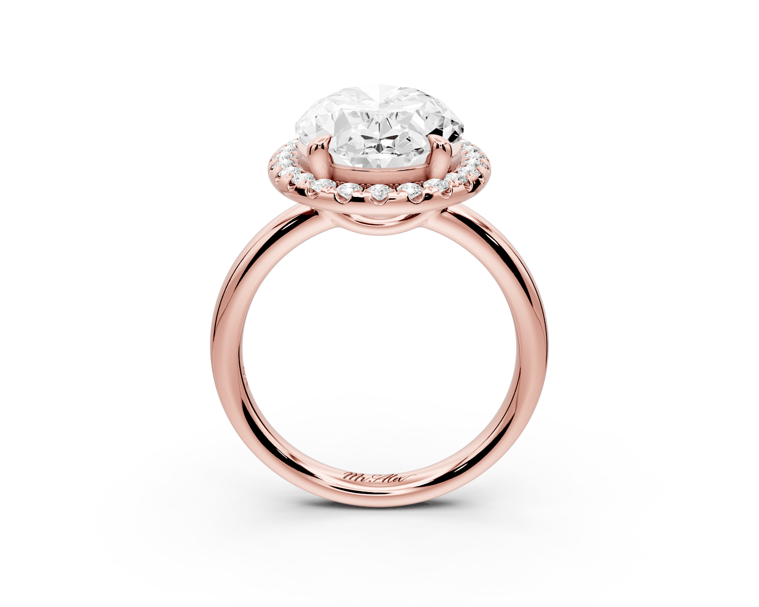 Eliana - 5ct 18k rose gold oval diamond with halo engagmennt ring - Mr. Alex Jewelry