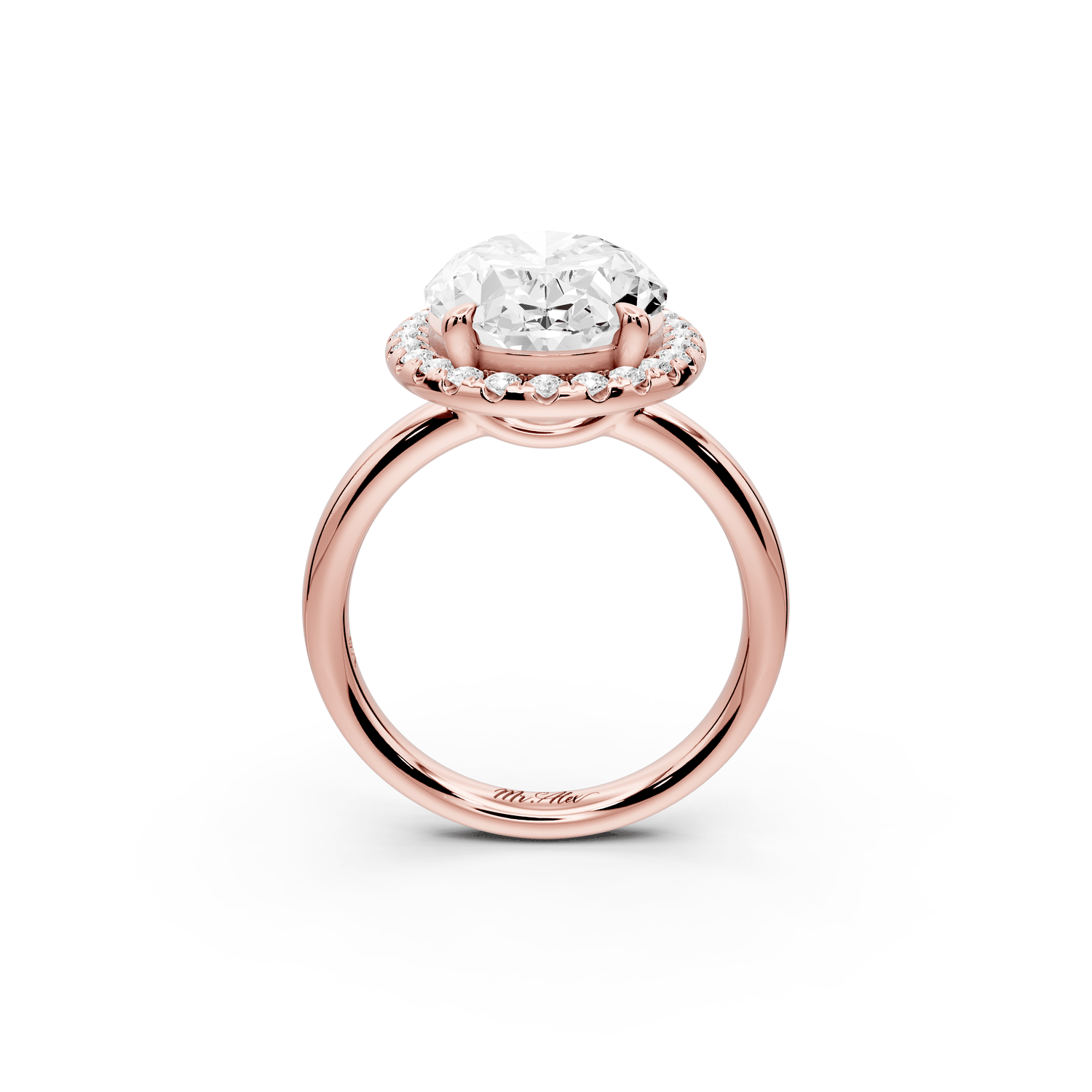 Eliana - 5ct 18k rose gold oval diamond with halo engagmennt ring - Mr. Alex Jewelry