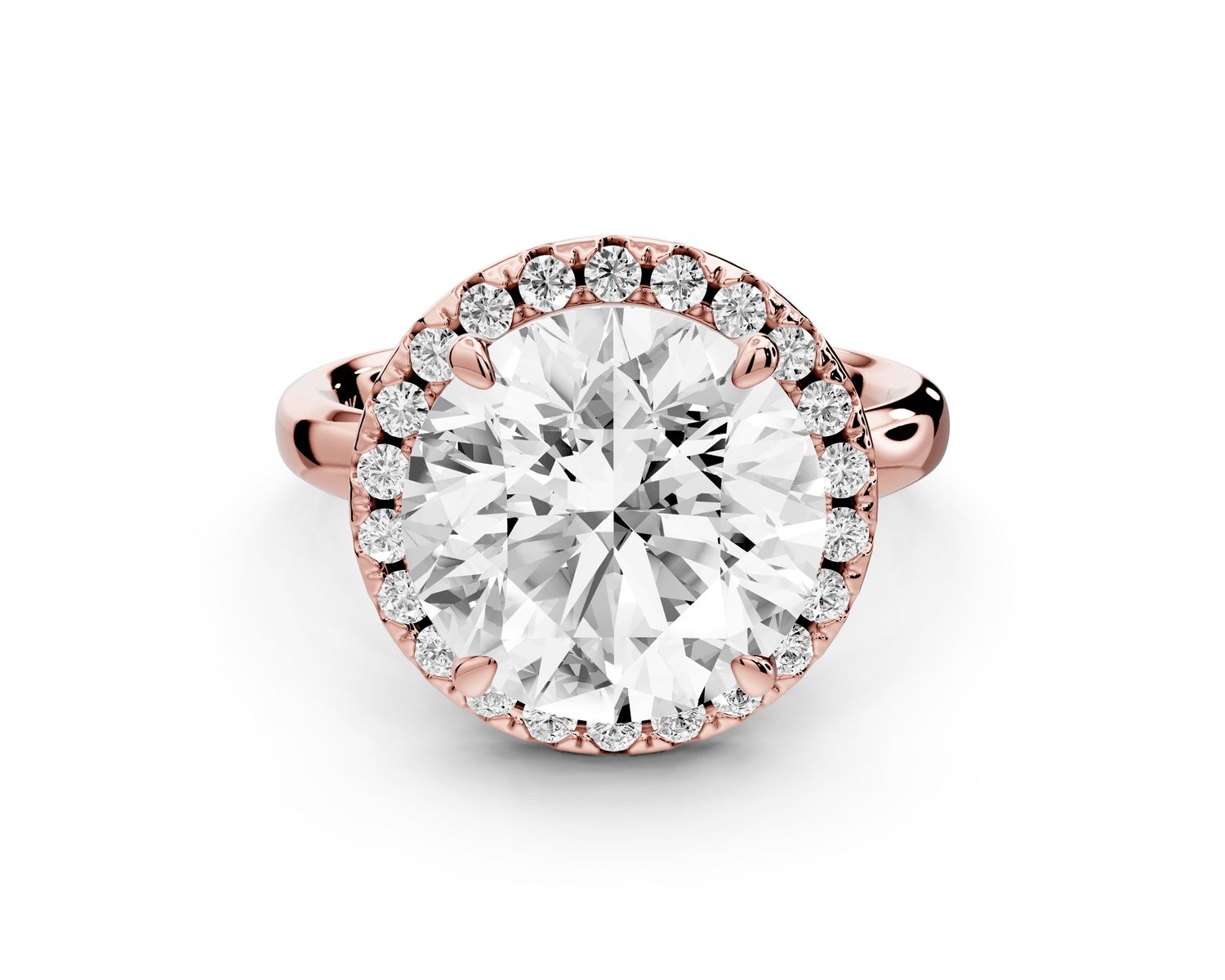 Eliana - 5ct 18k rose gold round diamond with halo engagmennt ring - Mr. Alex Jewelry