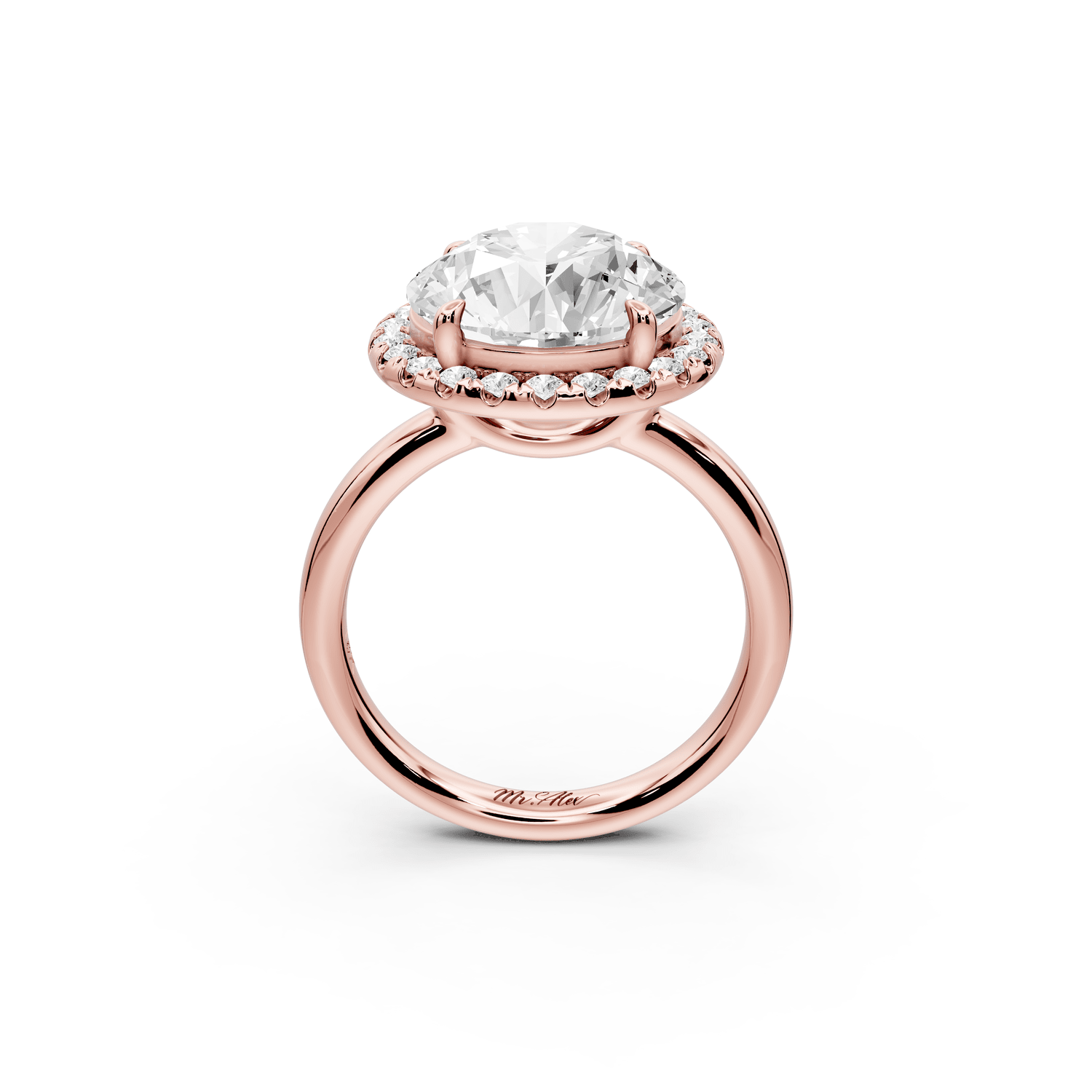 Eliana - 5ct 18k rose gold round diamond with halo engagmennt ring - Mr. Alex Jewelry