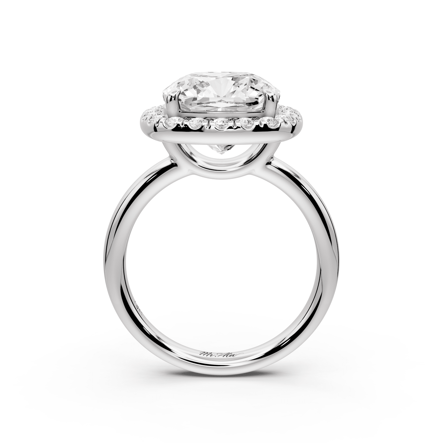 Eliana - 5ct 18k white gold cushion diamond with halo engagement ring - Mr. Alex Jewelry