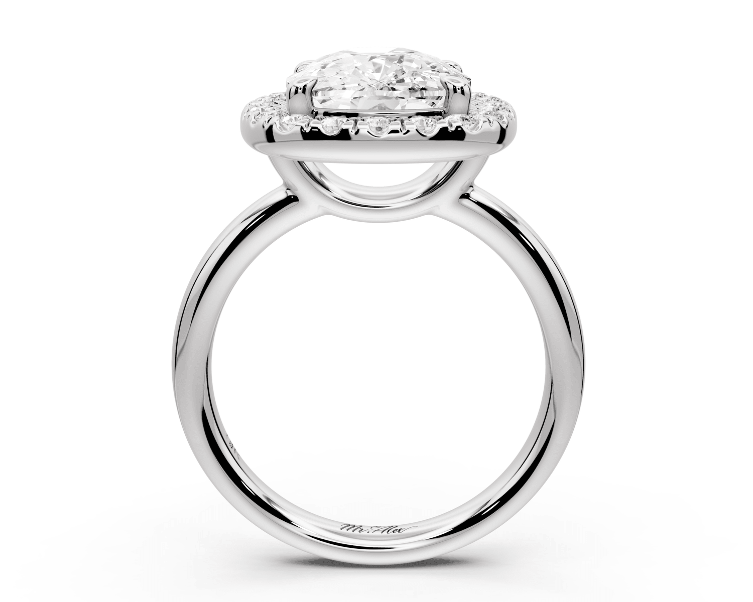 Eliana - 5ct 18k white gold ecushion diamond with halo engagement ring - Mr. Alex Jewelry