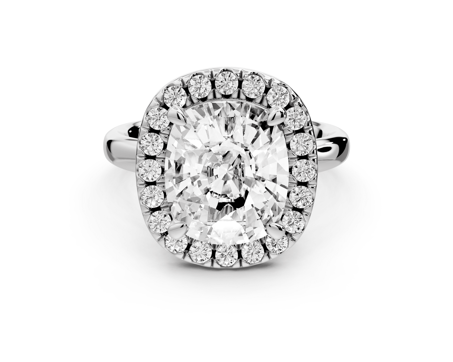 Eliana - 5ct 18k white gold ecushion diamond with halo engagement ring - Mr. Alex Jewelry