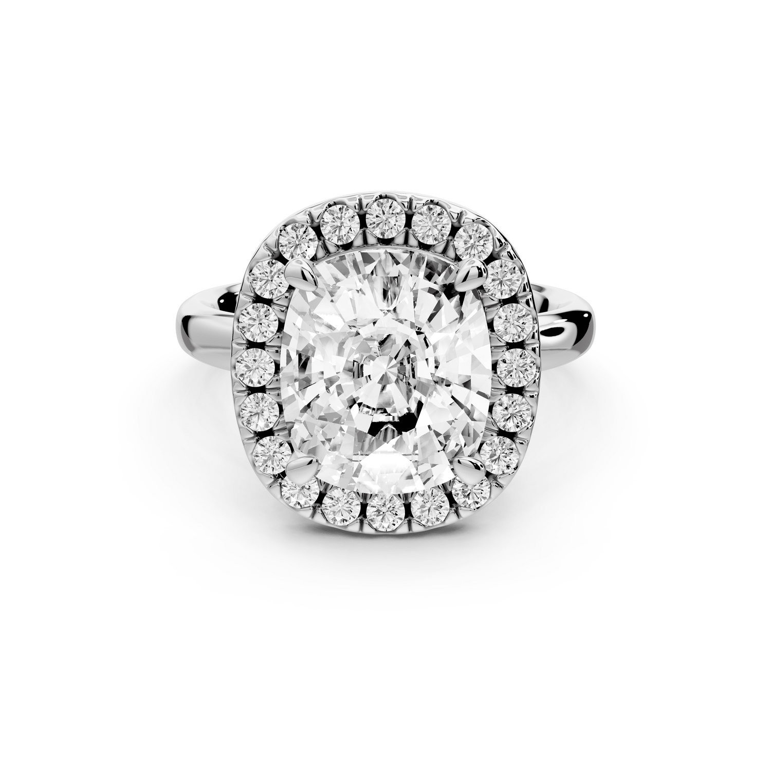 Eliana - 5ct 18k white gold ecushion diamond with halo engagement ring - Mr. Alex Jewelry
