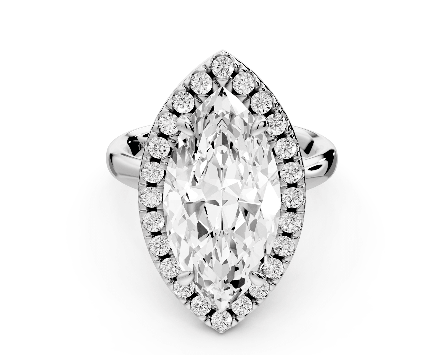 Eliana - 5ct 18k white gold marquise diamond with halo engagement ring - Mr. Alex Jewelry