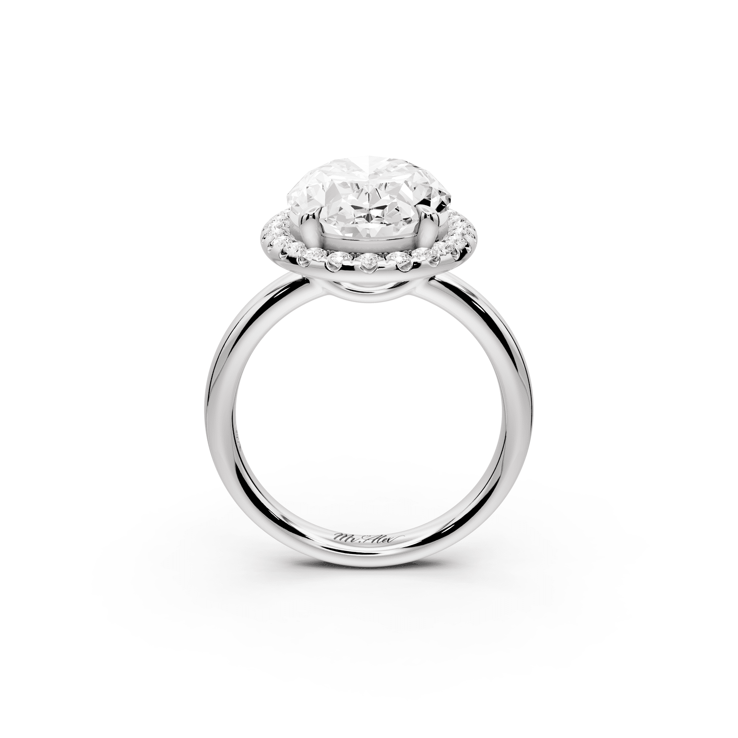 Eliana - 5ct 18k white gold oval diamond with halo engagmennt ring - Mr. Alex Jewelry