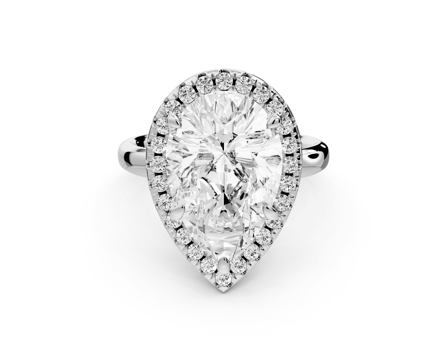 Eliana - 5ct 18k white gold pear diamond with halo engagmennt ring - Mr. Alex Jewelry