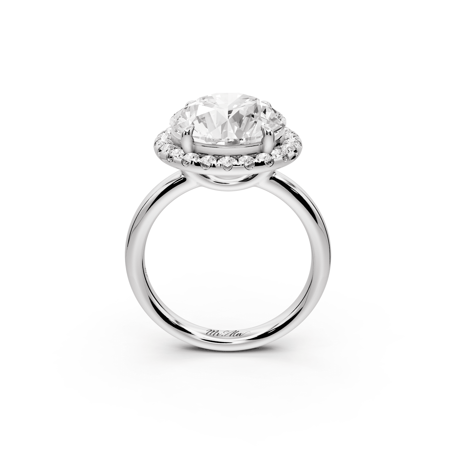 Eliana - 5ct 18k white gold round diamond with halo engagmennt ring - Mr. Alex Jewelry